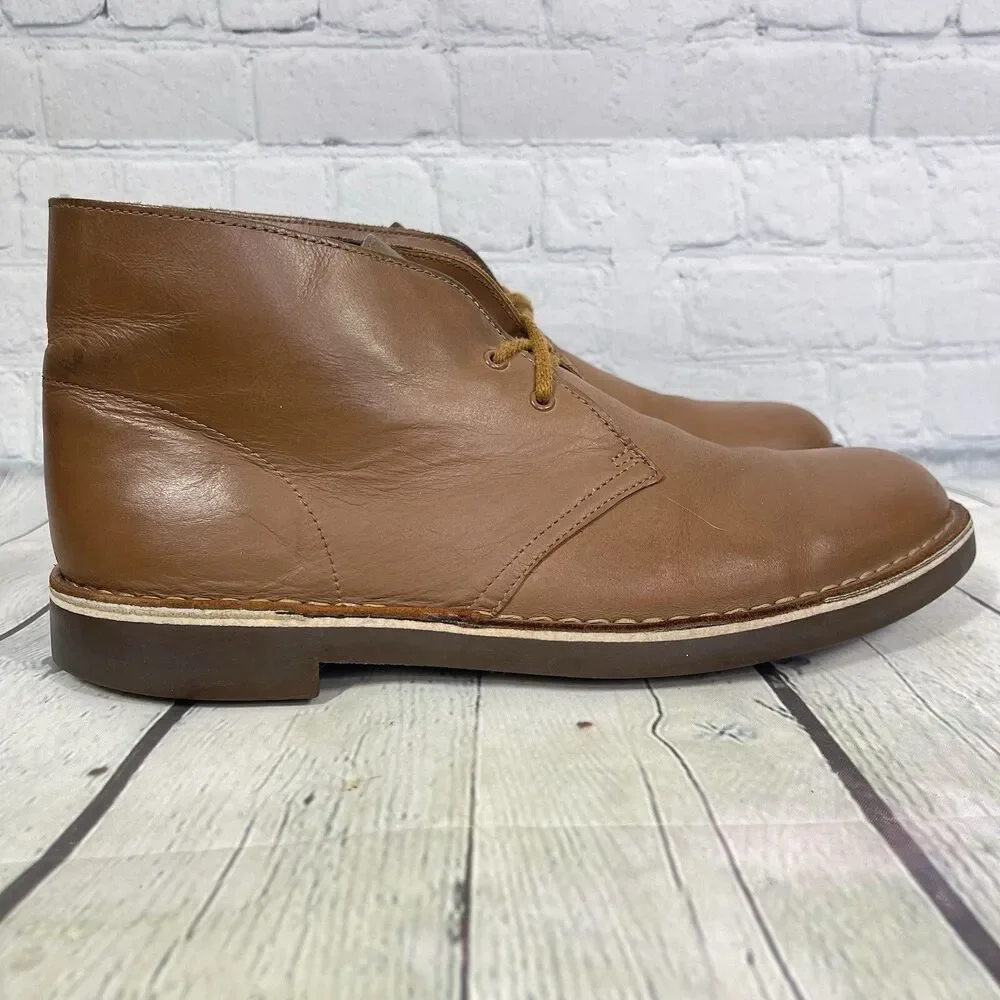 Clarks Bushacre Chukka Boots Women Size 10.5 Brown Lace Tan Leather Preppy Shoes